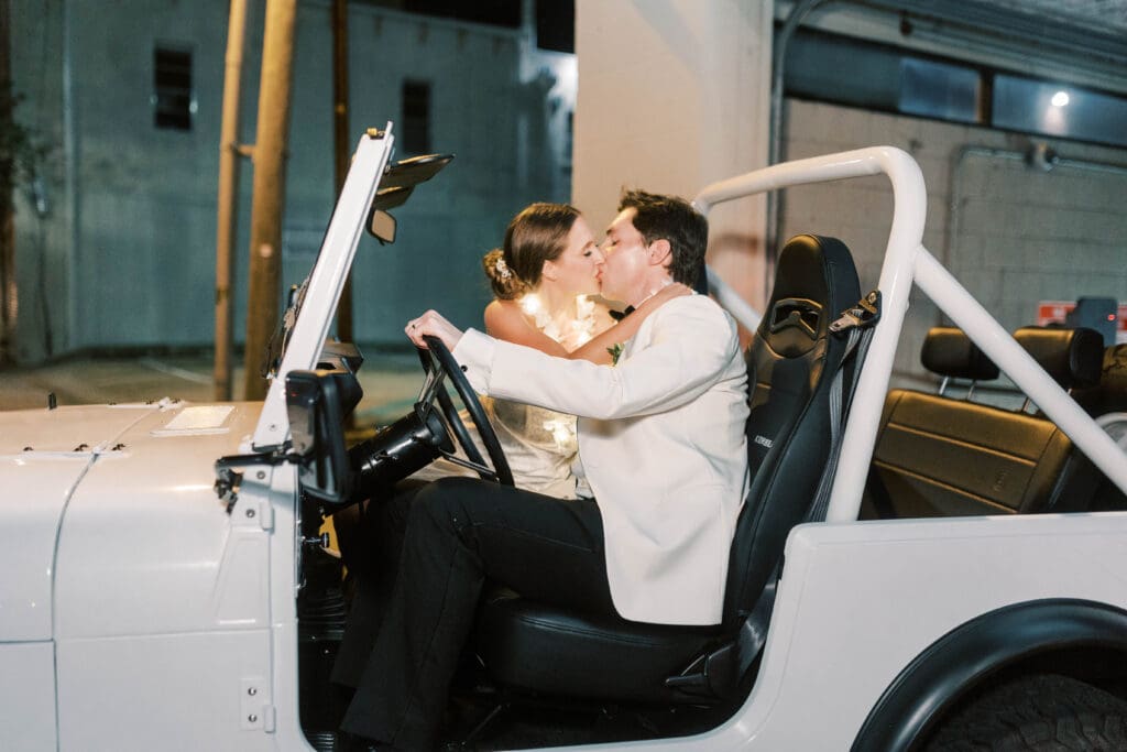 wedding couple embracing