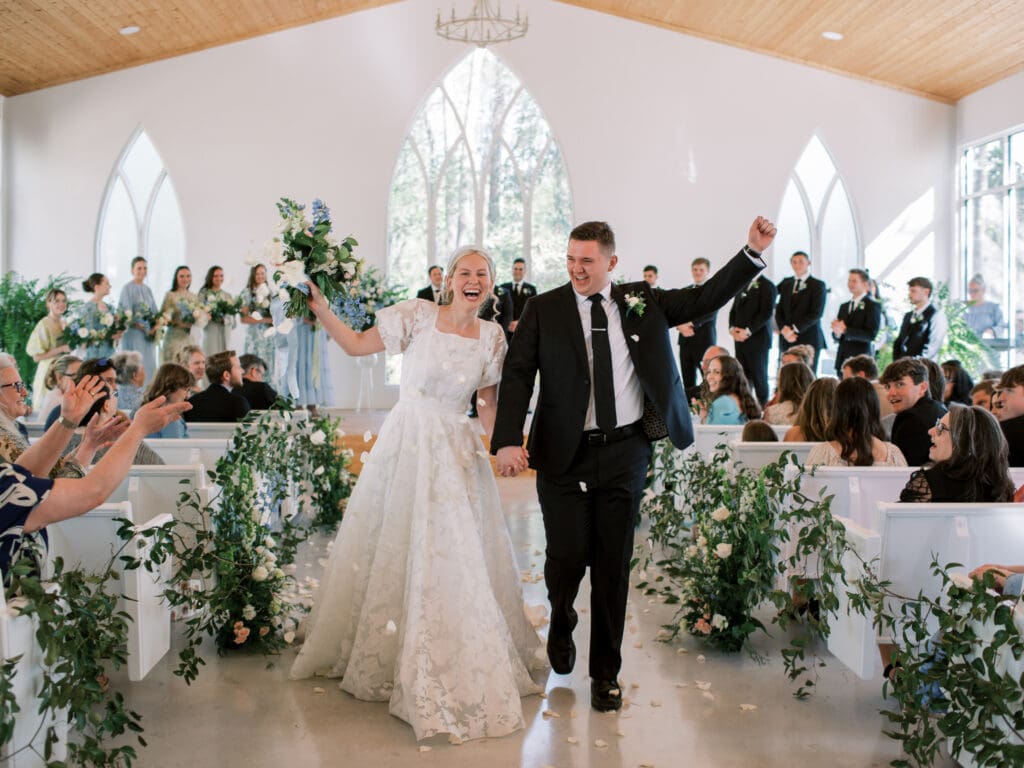 wedding couple holding hands