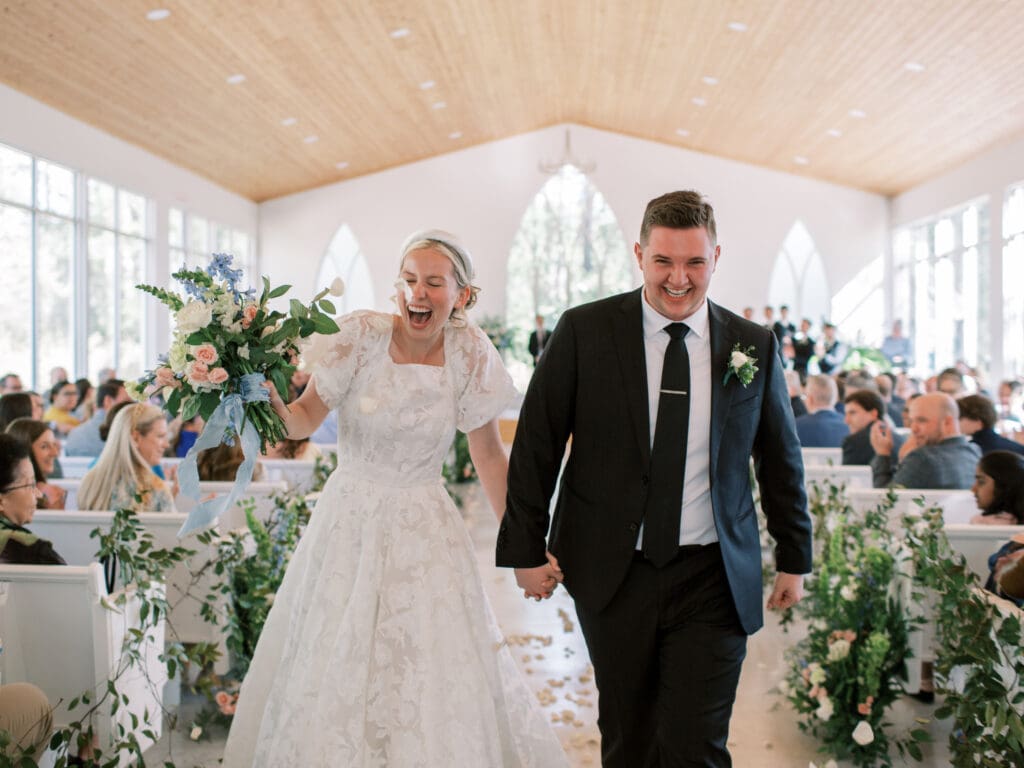 wedding couple holding hands