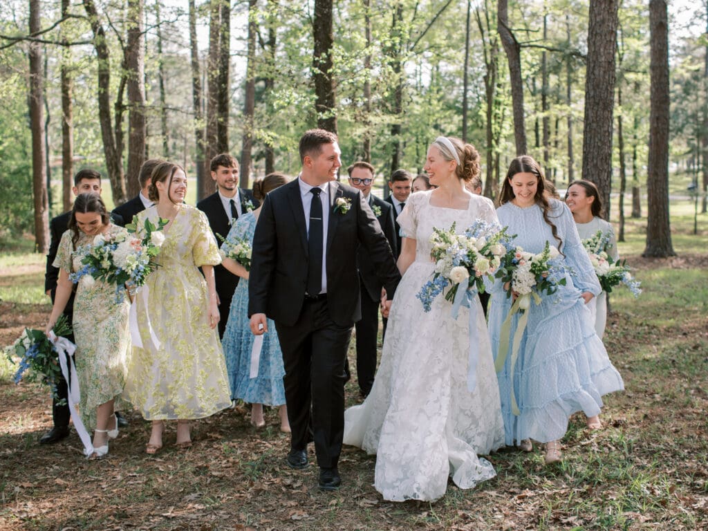 wedding couple holding hands