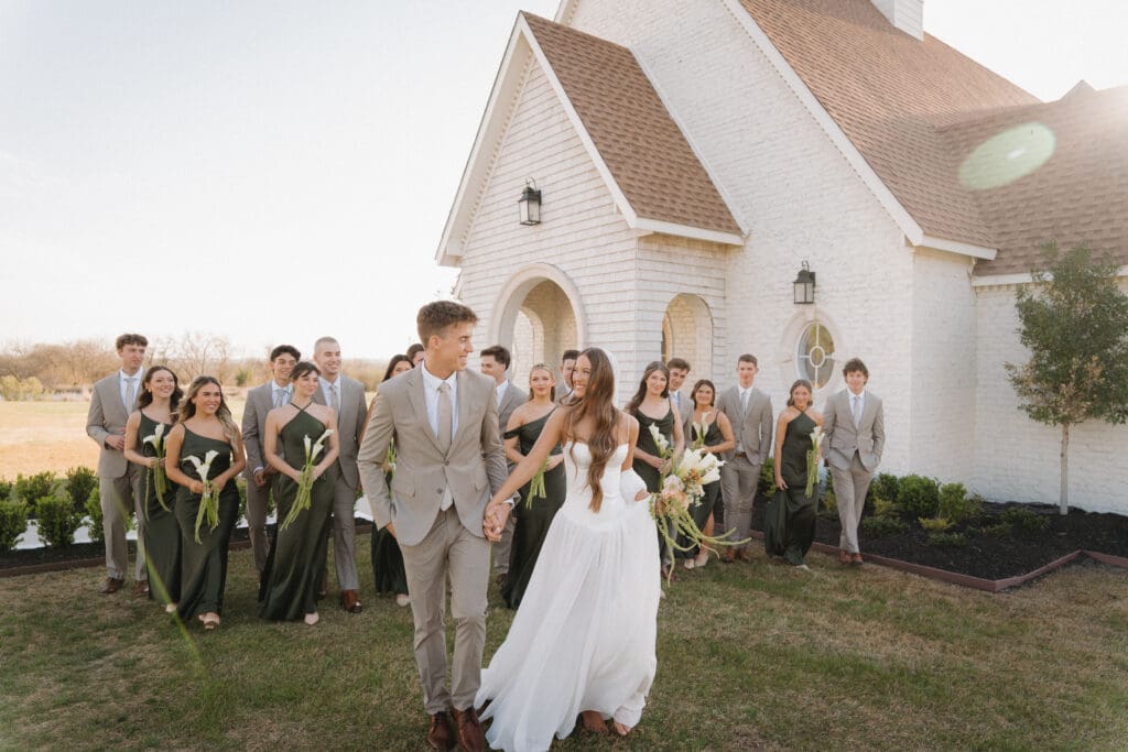 wedding couple with wedding party