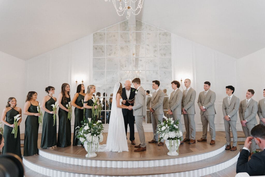 wedding couple at alter