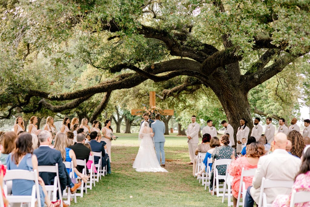 wedding couple at alter