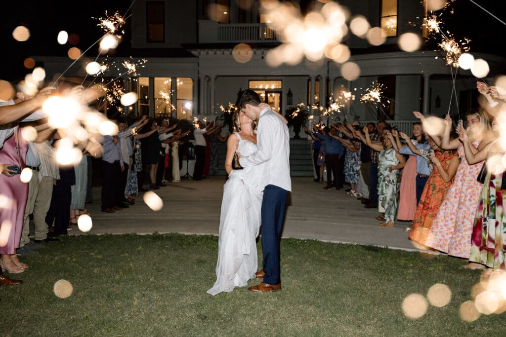 wedding couple sparkler exit