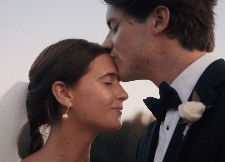 wedding couple embracing