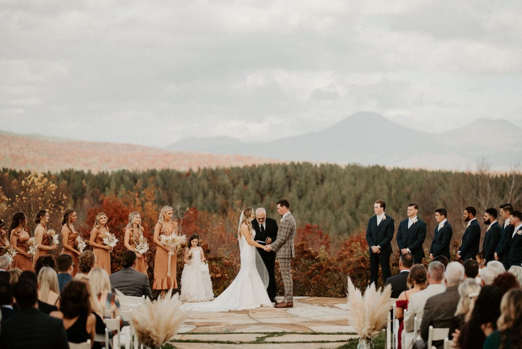 wedding couple at alter