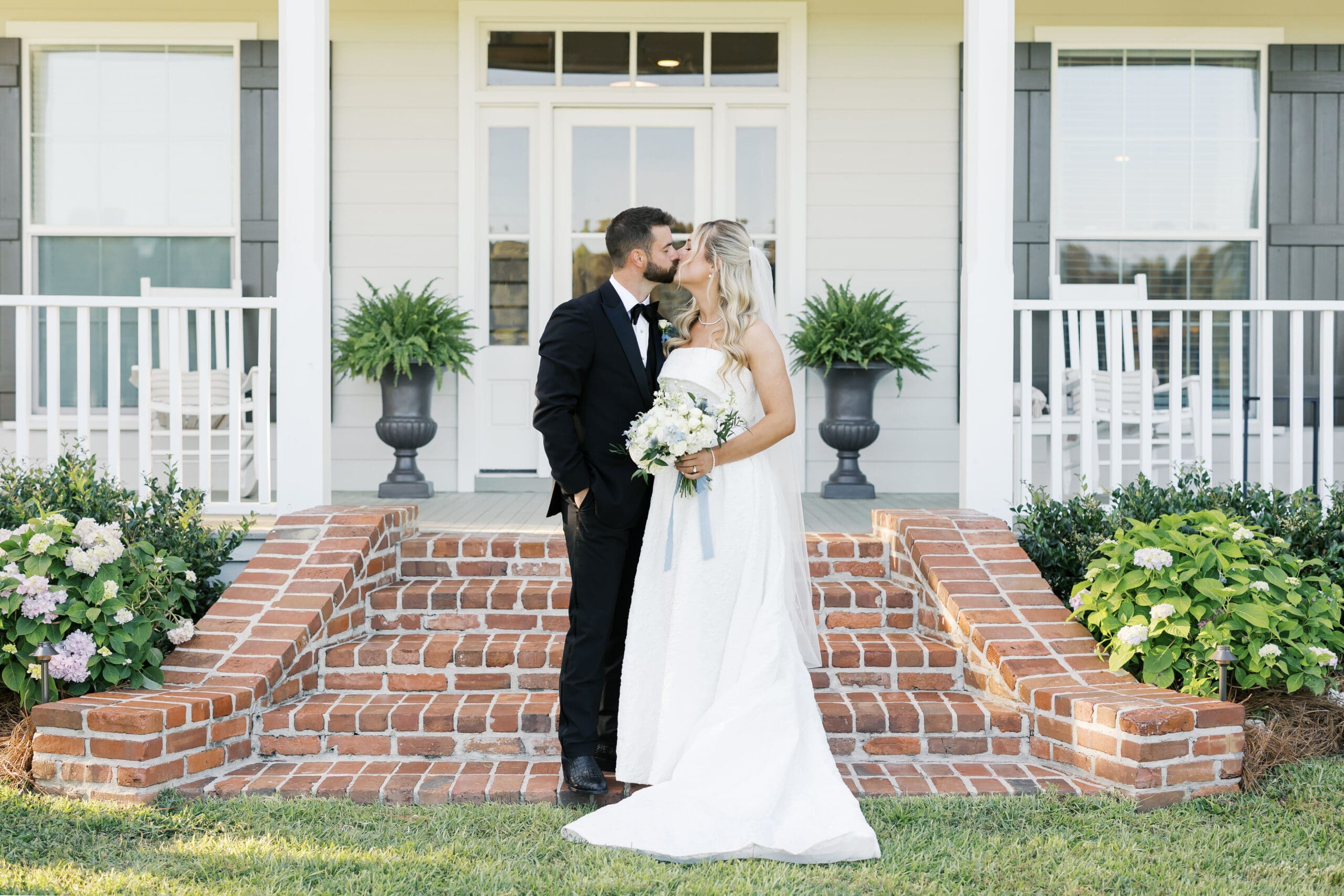 wedding couple embracing